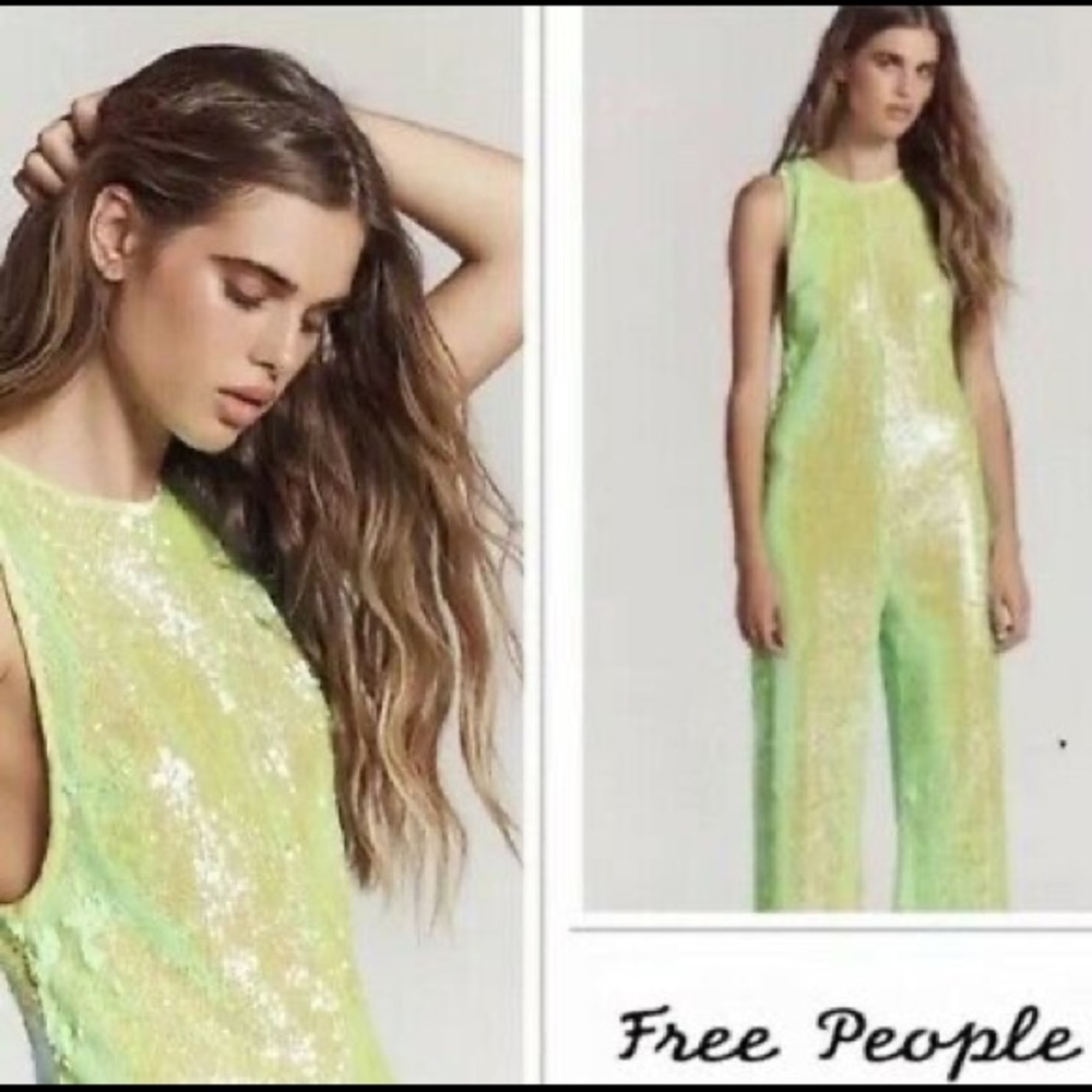 Free People “Starbright” Neon Sequin Jumper